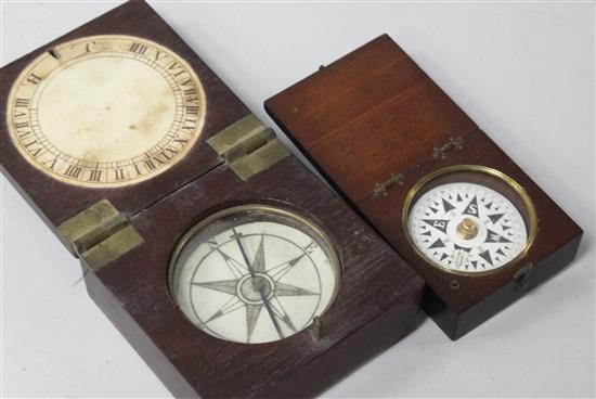 Two late Georgian mahogany cased compasses